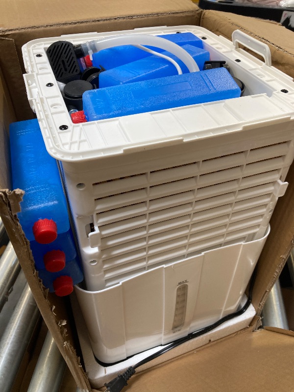 Photo 1 of Portable Air Conditioner, 3-IN-1 Evaporative Air Cooler w/3.2Gal Tank, 4 Modes & 3 Speeds, 12H Timer, 6 Ice Packs, Remote Control, Windowless Swamp Cooler for Bedroom,Home,No Hose Needed
