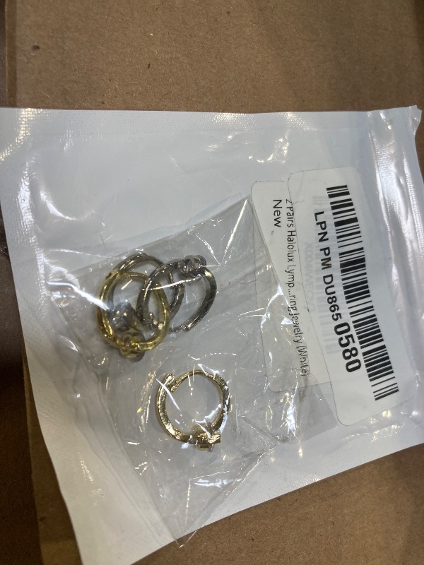 Photo 1 of 2 Pairs Halolux Lymphvity Germanium Earrings, Flysmus Halolux Lymphvity Drainage Cubic Zirconia Earrings Lymphati Activity Hoop Earrings for Women Lymphvity Therapy Earring Jewelry (White)
