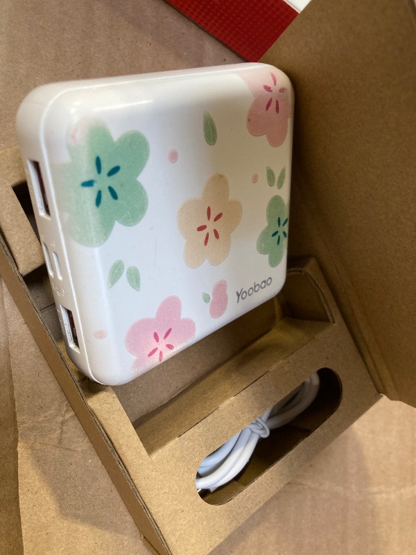 Photo 1 of Yoobao Portable Charger 10000mAh, Cute Power Bank USB-C for Girls Travel, 2 Outputs & 2 Inputs (5V/2.1A), Mini Phone Battery Pack for iPhone 14/13/12/11/X, Android, iPad, Samsung, Google (Flower)