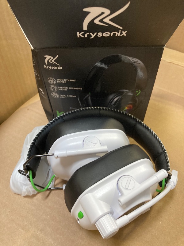 Photo 1 of Wireless Gaming Headset with Noise Canceling Microphone for PC, PS5, PS4, Switch, Mac?2.4 GHz Wireless & Bluetooth 5.4 Gaming Headphones, Cool RGB Lighting, 40Hr Battery, 50mm Drivers-White