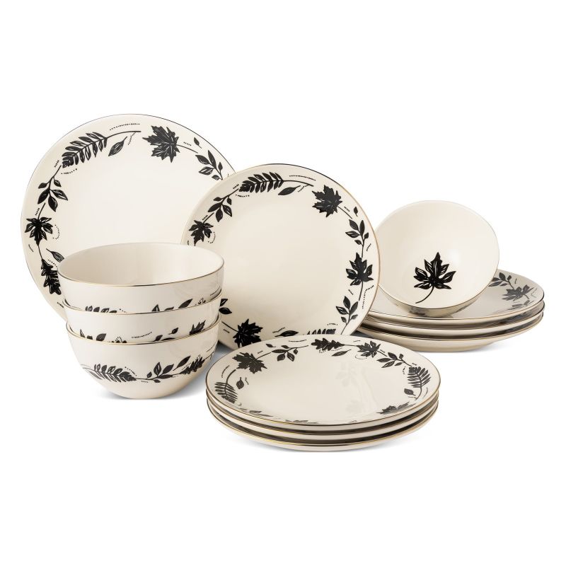 Photo 1 of Core Home TT1185 Thyme & Table Harvest 12-Piece Stoneware Dinnerware Set, Earthy