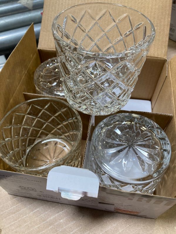 Photo 1 of 4pcs Better Homes & Gardens Clear Diamond-Cut Glass Old Fashioned Whiskey Glass Tumbler 4 Pack

