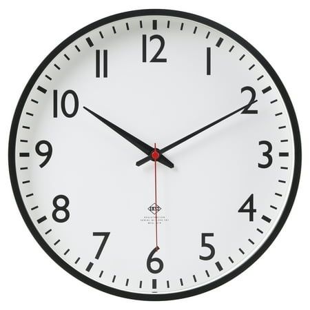 Photo 1 of Mainstays 11.5 Indoor Round Black & White Schoolhouse Analog Wall Clock