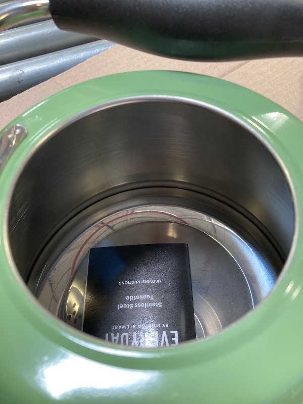 Photo 1 of Martha Stewart Kitchen Induction Stovetop Kettle with Lid, Stainless Steel, 9.05x9.05x8.27 inches
