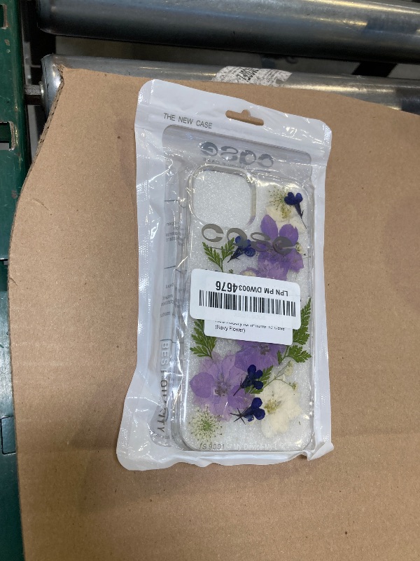 Photo 1 of Abbery Designed for iPhone 13 Case Flower, Clear with Design Soft Silicone Purple Blue Rubber Dried Real Pressed Flowers Floral Aesthetic Case for iPhone 13 6.1 inch (Navy Flower)