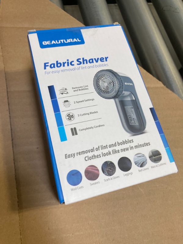 Photo 1 of BEAUTURAL Fabric Shaver and Lint Remover, Sweater Defuzzer with 2-Speeds, 2 Replaceable Stainless Steel Blades, Battery Operated, Remove Clothes Fuzz, Lint Balls, Pills, Bobbles Gray