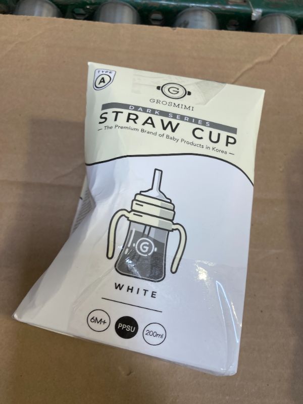 Photo 1 of GROSMIMI Spill Proof no Spill Magic Sippy Cup with Straw with Handle for Baby and Toddlers, Customizable, PPSU, BPA Free 6 oz (White)