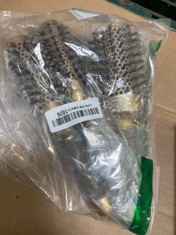 Photo 1 of 3 Pcs Boar Bristle Round Brush for Blow Drying, Nano Thermal Ceramic and Ionic Tech Hair Brush for Curling and Straightening - Large?Medium and Small Round Brushes