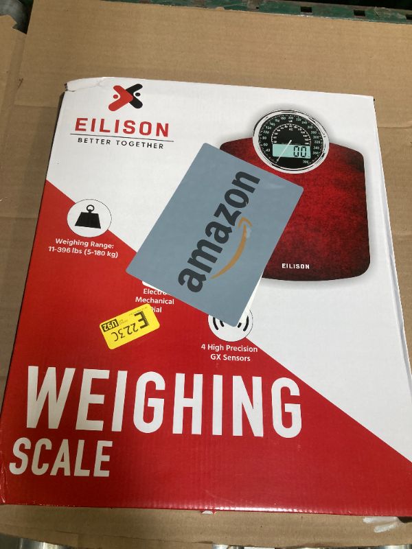 Photo 1 of EILISON Highly Advance 2-in-1 Digital & Analog Weighing Scale for Body Weight-400lbs, 4 High Precison GX Sensor Accurate, Thick Tempered Glass, Extra Large Display (White)