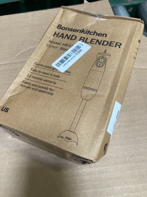Photo 1 of Bonsenkitchen Hand Blender, Immersion Blender with 2 Mixing Speed, Electric Handheld Mixer Portable Stick Mixer with Stainless Steel Blades for Soup, Smoothie, Puree, Baby Food