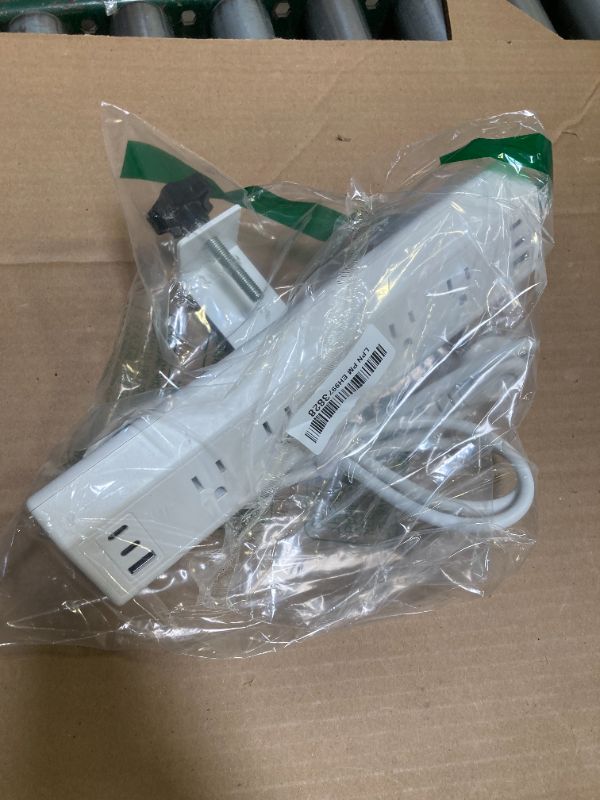 Photo 1 of 45W Fast Charging Station,Desk Clamp Power Strip,4 PD USB-C Ports,5 AC Outlets,Surge Protector Power Strip, 14AWG Heavy Duty Cord, Fits 1.9" Tabletop Edge (White, 10 FT Cable)