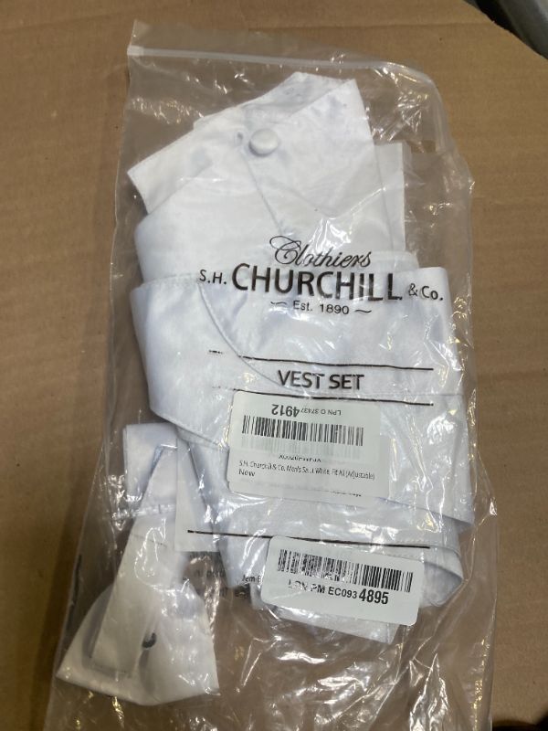 Photo 1 of S.H. Churchill & Co. Men's Satin Backless Vest & Bow Tie Set White, Fit All (Adjustable)