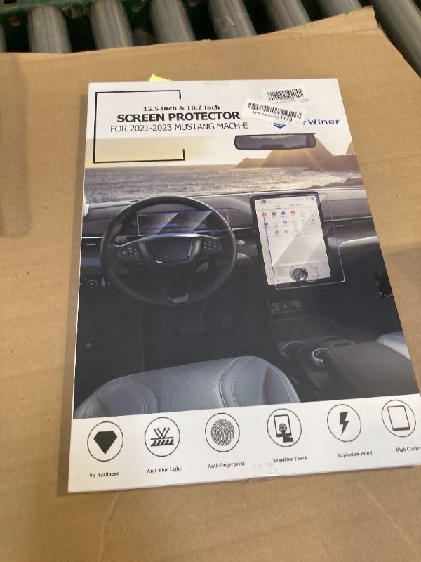 Photo 1 of Carwiner 2PCS Screen Protector Compatible with 2021-2025 Mustang Mach-E, 15.5 Inch Navigation + 10.2 Inch Dashboard Set, Center Control Tempered Glass Accessories