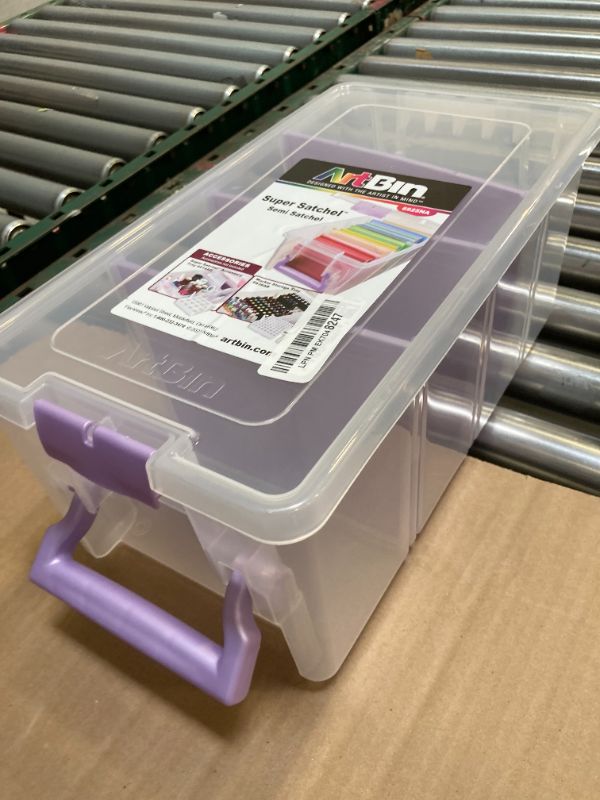 Photo 1 of ArtBin Semi Satchel Portable Craft Organizer with 3 Dividers - Clear Plastic Storage Case for Art & Craft Supplies