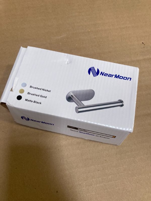 Photo 1 of NearMoon Toilet Paper Holder Self Adhesive, Premium Thicken SUS304 Stainless Steel Rustproof Adhesive Toilet Roll Holder no Drilling for Bathroom, Kitchen, Washroom (1 Pack, Brushed Nickel)