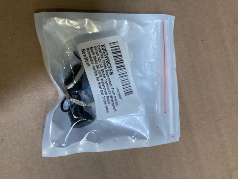 Photo 1 of DaierTek 16MM Momentary Push Button Switch 12V 5A Screw Terminals Waterproof Black Shell 3A 250V Waterproof Metal Momentary Switch for Boat Car Truck Horn