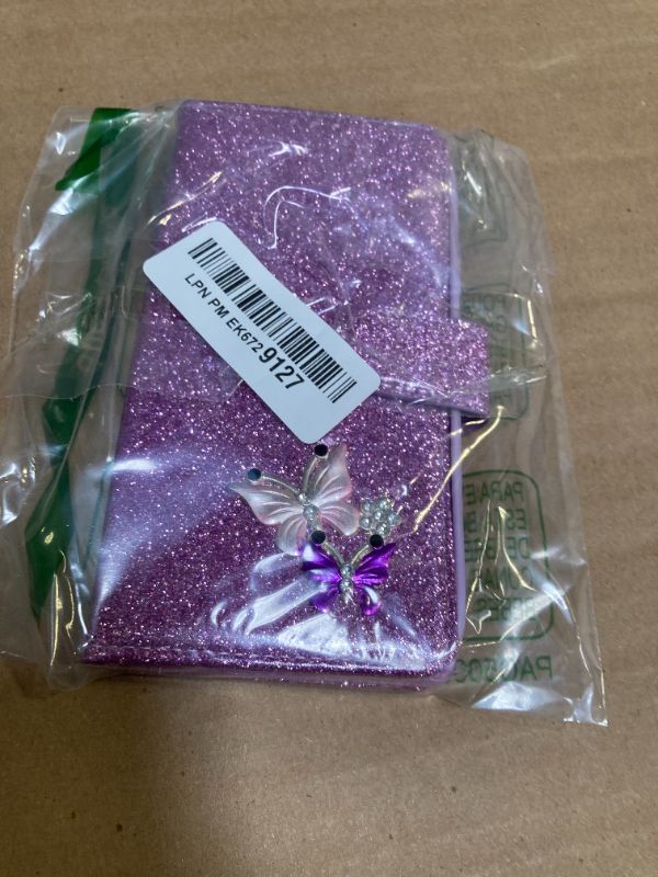Photo 1 of UEEBAI Wallet Case for iPhone 11, Glitter PU Leather Phone Cover Card Slots Kickstand Wallet Magnetic Closure Bling Flip Case Shockproof Hand Strap Flip Cover - Glitter Purple