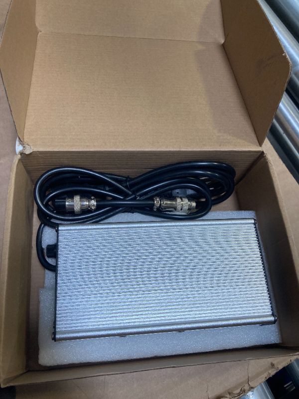 Photo 1 of 29.4V 15A Li-ion Battery Charger Silver Aluminum Case Fully Automatic for 7S 24V Lithium Battery Pack with XT60 Male Plug