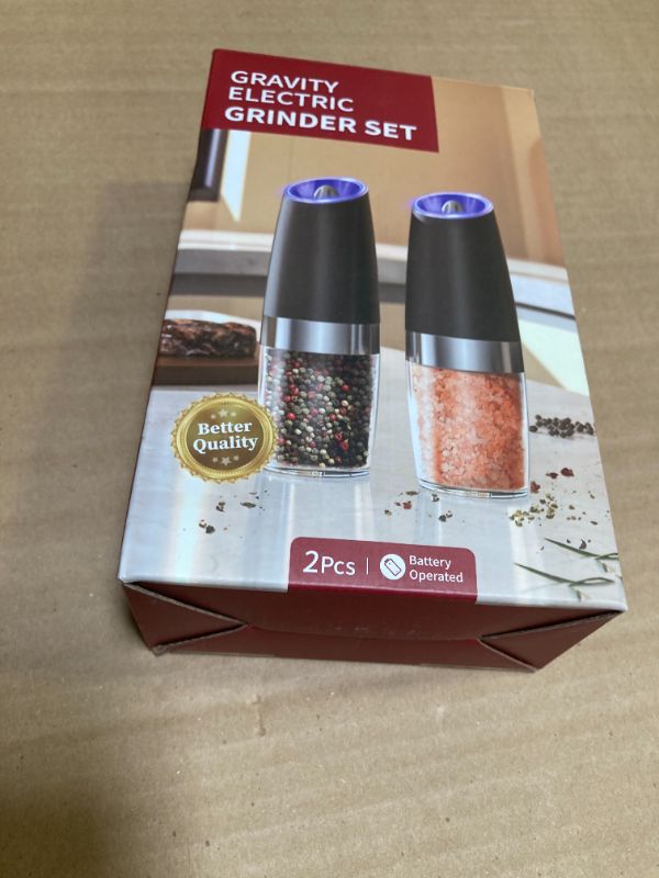 Photo 1 of CIRCLE JOY Gravity Electric Salt and Pepper Grinder Set Automatic Salt and Pepper Grinder Set with LED Light, Battery Operated, Adjustable Coarseness, Large Capacity, for Home Kitchen BBQ