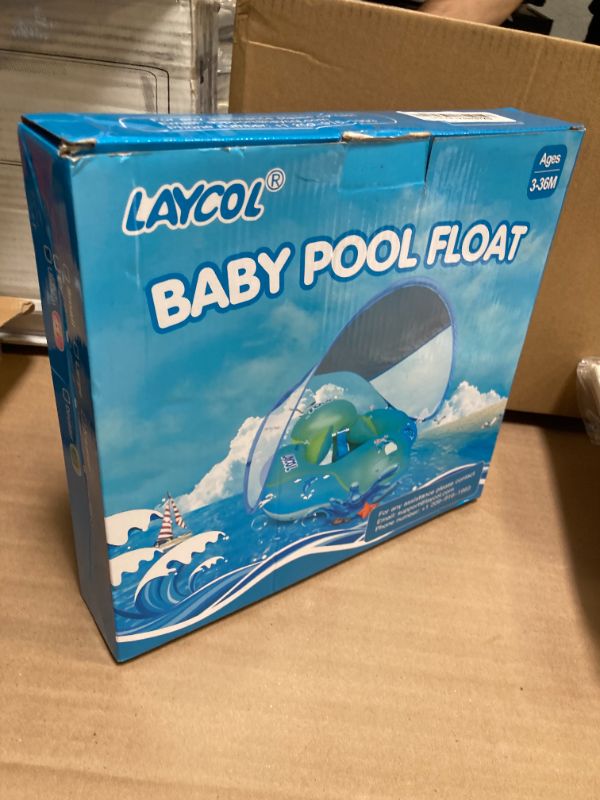 Photo 1 of LAYCOL Baby Swimming Float Inflatable Baby Pool Float Ring with Sun Protection Canopy,add Tail no flip Over for Age of 3-36 Months