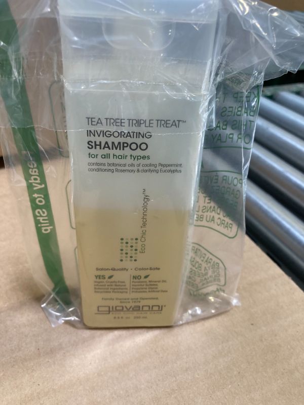 Photo 1 of GIOVANNI Tea Tree Triple Treat Invigorating Shampoo - Cooling Peppermint, Eucalyptus & Rosemary, Helps Strengthen & Rejuvenate Hair & Scalp, Salon Quality, Paraben Free, Tea Tree Shampoo - 8.5 oz