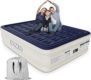 Photo 1 of Air Mattress Queen with Built-in Pump, Blow Up Mattress with Soft Flocked Top, Leakproof Inflatable Mattress, Foldable Waterproof Air Bed for Home, Guests, Camping, with Storage Bag