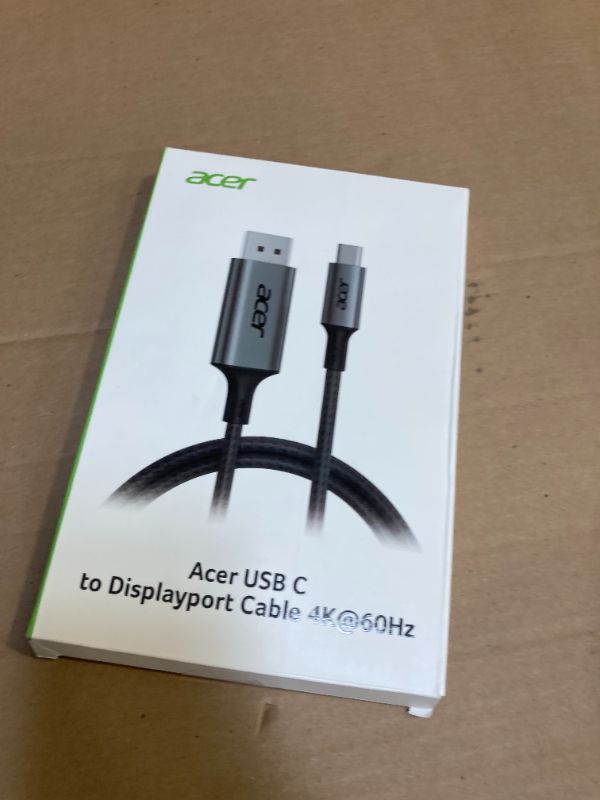 Photo 1 of acer USB C to DisplayPort Cable 6.6 FT (4K@60HZ 2K@165Hz), Type-C to DisplayPort Cord (Sturdy Aluminum, Plug & Play) Thunderbolt 3/4/5 Compatible with MacBook Pro/Air, iPhone 16 Pro/Max, XPS, Surface