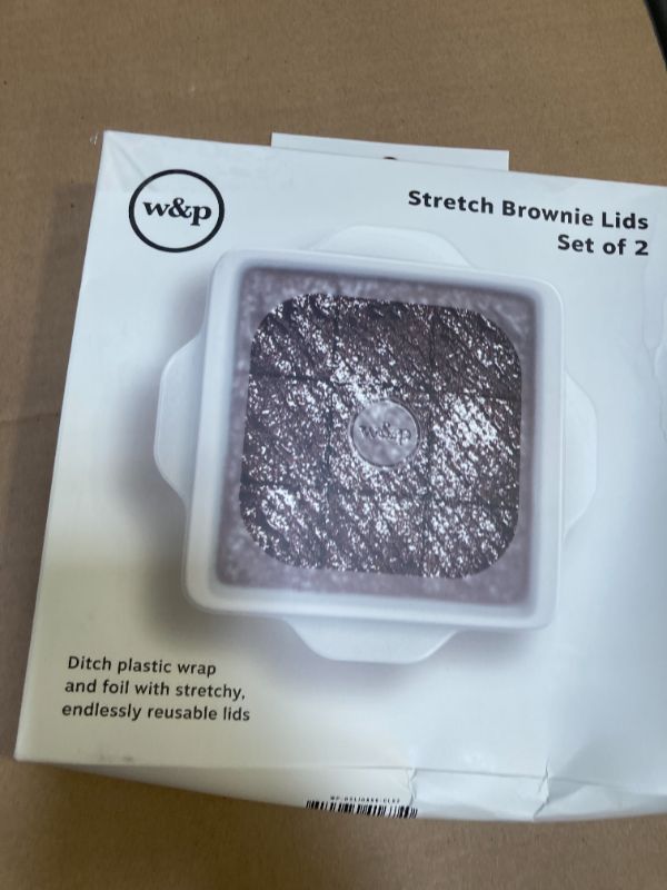 Photo 1 of W&P Reusable Silicone Stretch Lid (LIDS ONLY ), Brownie (8 x 8) Set of 2, Dishwasher Safe, Freezer Safe, LFGB/Premium Silicone, Microwave Safe, Clear