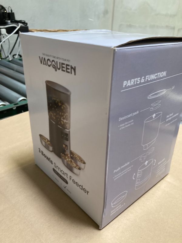 Photo 1 of Vacqueen Automatic Cat Feeder for 3 Cats, 6L/25 Cups Smart WiFi Pet Feeder, Strong Anti-Jam System, Dual-Effect Desiccant Cat Food Dispenser, with 10S Voice Recorder for Cats and Small Dog(White)