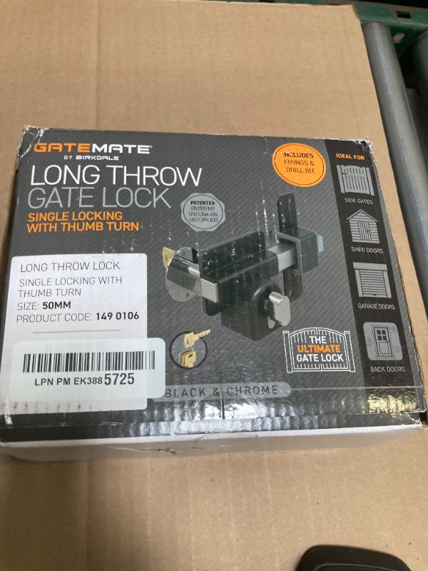 Photo 1 of GateMate Long Throw Gate Lock 1490106, Euro Profile Gate Lock for Sheds, Gates & Garage Doors, Keyed Outside & Inside Thumb Turn, 316 Stainless Steel, for Wooden Gates & Doors Up to 2” (50mm), 5 Keys
