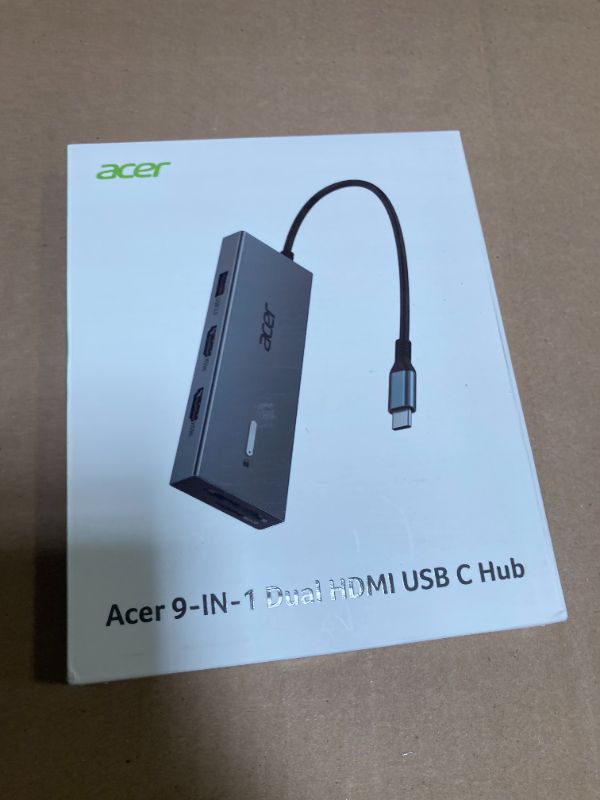 Photo 1 of Acer USB C Docking Station Dual Monitor With 2 HDMI, 9-IN-1 Laptop Docking Station with 4K HDMI, USB A&C 3.0, SD/Micro SD, 100W PD Charging, USB C Dock Compatible with Acer/Dell XPS/HP/Mac/Surface etc
