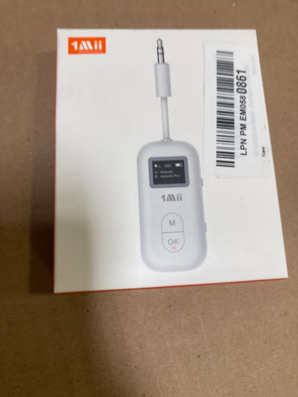 Photo 1 of 1Mii SafeFly Pro Bluetooth 5.3 Transmitter Receiver, Wireless Audio Adapter w/Screen for 2 Bluetooth Headphones, AptX LL/HD/AD, Use with Any 3.5MM Jack on Airplane, TV & iPad/Tablet