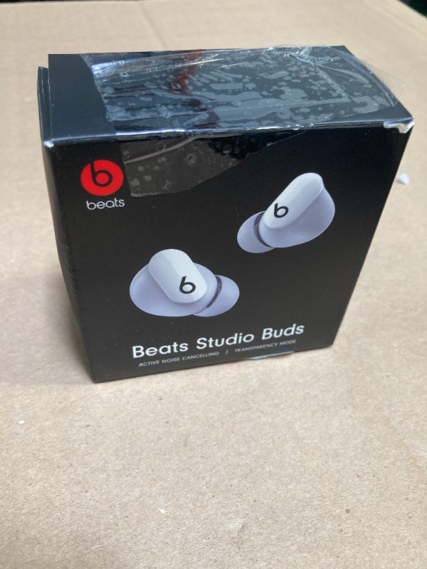 Photo 1 of Beats Studio Buds - True Wireless Noise Cancelling Earbuds - Compatible with Apple & Android, Built-in Microphone, IPX4 Rating, Sweat Resistant Earphones, Class 1 Bluetooth Headphones - White
