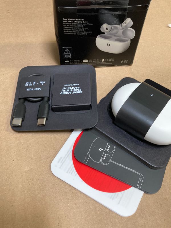 Photo 1 of Beats Studio Buds - True Wireless Noise Cancelling Earbuds - Compatible with Apple & Android, Built-in Microphone, IPX4 Rating, Sweat Resistant Earphones, Class 1 Bluetooth Headphones - White