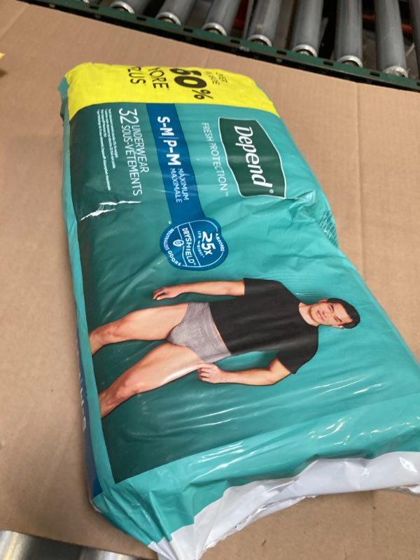 Photo 1 of Depend Fresh Protection Adult Incontinence Underwear for Men, Disposable, Maximum, Small/Medium, Grey, 32 Count, Packaging May Vary