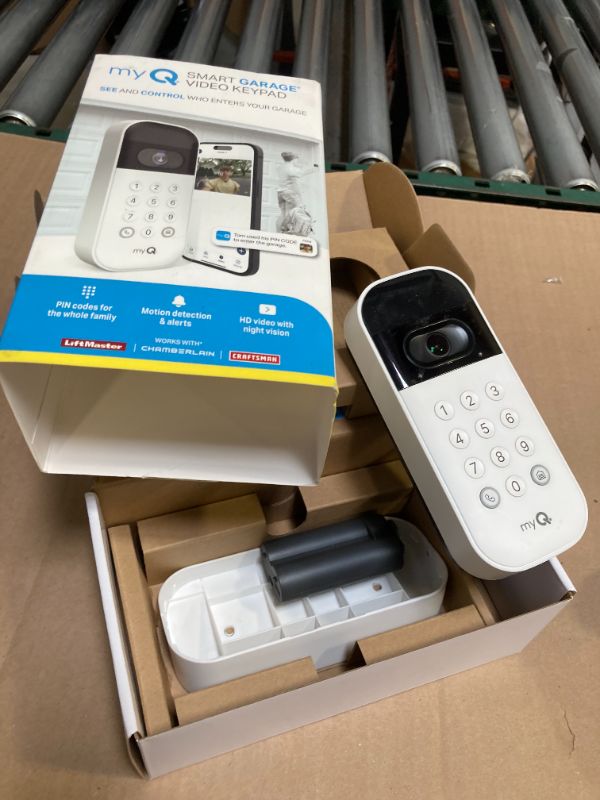 Photo 1 of myQ Smart Garage Door Video Keypad with Wide-Angle Camera,Customizable PIN Codes,and Smartphone Control–Take Charge of Your Garage Access Works with Chamberlain, LiftMaster and Craftsman openers,White