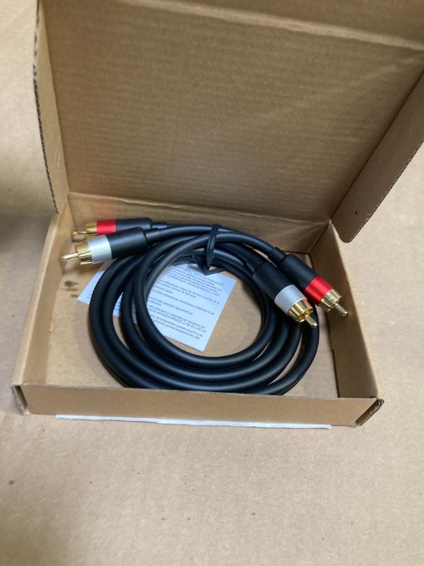 Photo 1 of Amazon Basics 2 RCA Audio Cable for Amplifier,Active Speakers or Subwoofer with Gold-Plated Plugs, 4 Feet, Black
