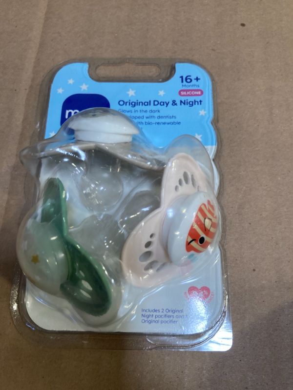 Photo 1 of MAM Original Day & Night Baby Pacifier, Nipple Shape Helps Promote Healthy Oral Development, Glows in The Dark, 3 Pack, 6-16 Months, Boy,3 Count (Pack of 1)