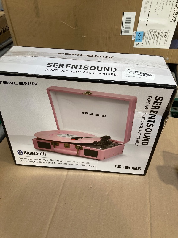 Photo 1 of Vinyl Record Player Bluetooth Vintage 3-Speed Portable Suitcase Turntables with Built-in Speakers, USB Recording, Belt-Driven LP Player Support AUX-in RCA Line Out Headphone Jack, White