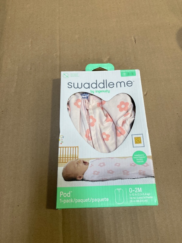 Photo 1 of SwaddleMe by Ingenuity Compression Baby Swaddle Pod, Two-Way Zipper for Easy Diaper Changes, Improves Sleep & Calms Startle Reflex, 0-2 Months, 1.0 TOG, 1-Pack - Flower Confetti