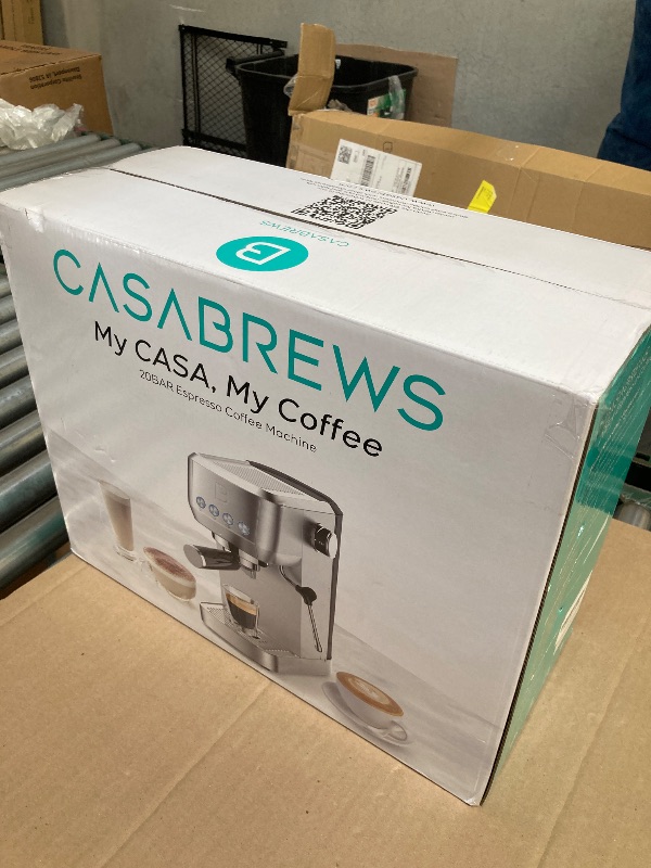 Photo 1 of CASABREWS 3700 Essential Espresso Machine 20 Bar, Stainless Steel Cappuccino & Latte Machine with Steam Frother for Home, 43.9oz Water Tank, Silver