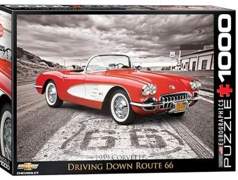 Photo 1 of Driving Down Route 66-1959 Corvette Puzzle by Eurographics , Yellow