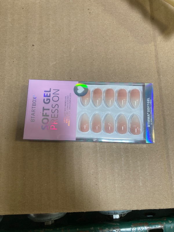 Photo 1 of Almond Press On Nails Medium - BTArtbox Soft Gel Ombre Fake Nails with Nail Glue, Semi-Transparent Reusable Glue On Nails in 16 Sizes - 30PCS Stick On Nails Kit, Vanilla Cream Almond