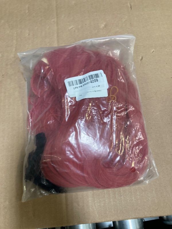Photo 1 of Anogol Red Wig with Braided Wig for Women Long Straight Cosplay Wig with Ponytails Wigs Synthetic Hair Wig Costume for Anime