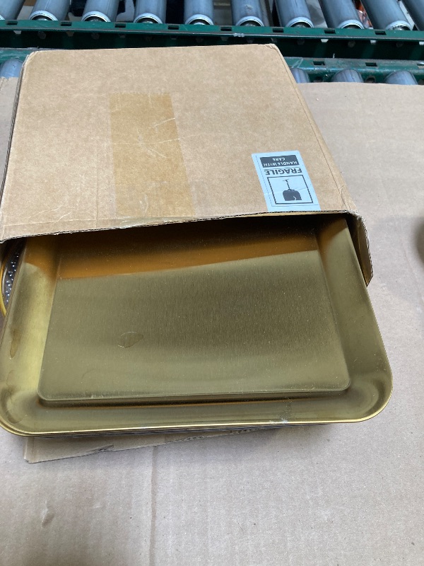 Photo 1 of Baderke 4 Sets 9" Chilled Serving Tray for Parties with Compartments Square Ice Chilled Charcuterie Party Platter Serving Cold Dish for Shrimp Fruit Seafood Vegetable Appetizer Dish (Gold)