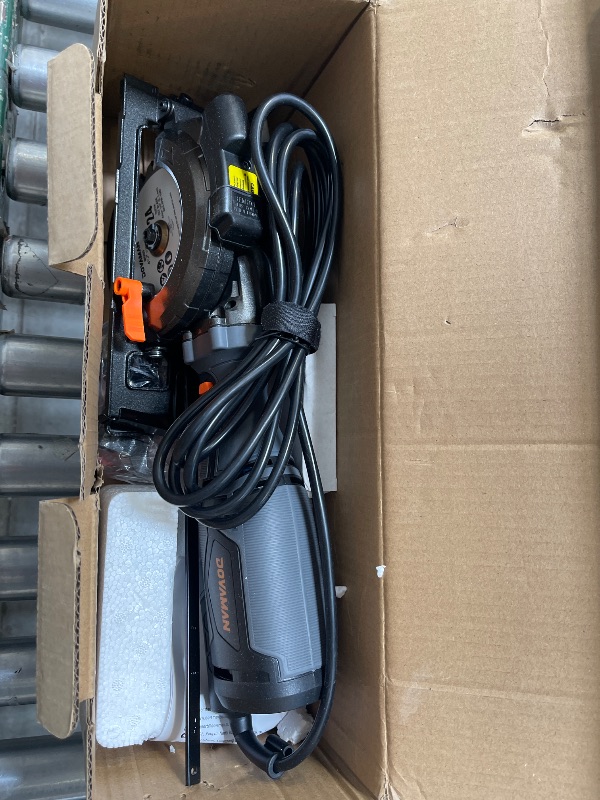 Photo 1 of DOVAMAN Circular Saw, 5.8A 4-1/2" Circular Saw w/Laser, Metal Auxiliary Handle, 6 Blades (4½", 4¾"), Cutting Depth 1-11/16" (90°), 1-3/8" (45°), Ideal for Wood, Soft Metal, Plastic, Tile - MCS01A