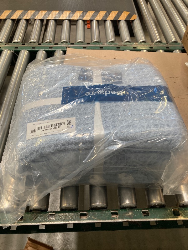 Photo 1 of Bedsure 100% Cotton Blanket King Size for Bed - Breathable and Soft, Waffle Weave Blanket for Summer Spring, Sky Blue, 104x90 inches