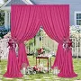 Photo 1 of 16x10FT  pink Backdrop Curtains for Wedding Parties, Wrinkle Free Polyester Photography Backdrop Drapes for Wedding Baby Shower Birthday Parties Stage Background Stand Decorations 4x10ft,4 Panels
