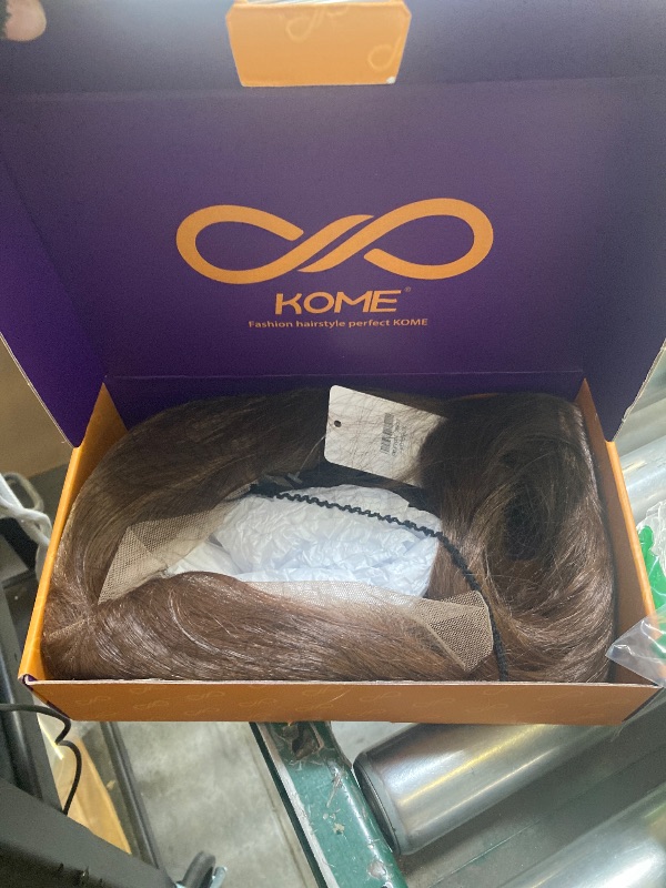Photo 1 of KOME Brown Synthetic Lace Front Wig,13X6 Long Straight Layered Glueless Wigs for Women Daily Use 22IN