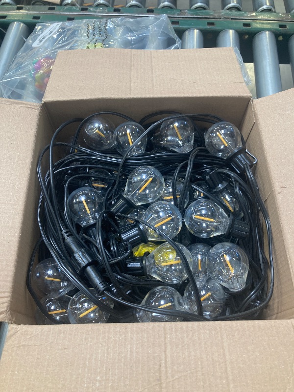 Photo 1 of addlon 100FT Solar String Lights Outdoor with Remote, 54 LED Shatterproof Bulbs, Dimmable & Timable, 3 Light Modes, G40 Waterproof Solar String Lights for Outside Backyard Party Decor